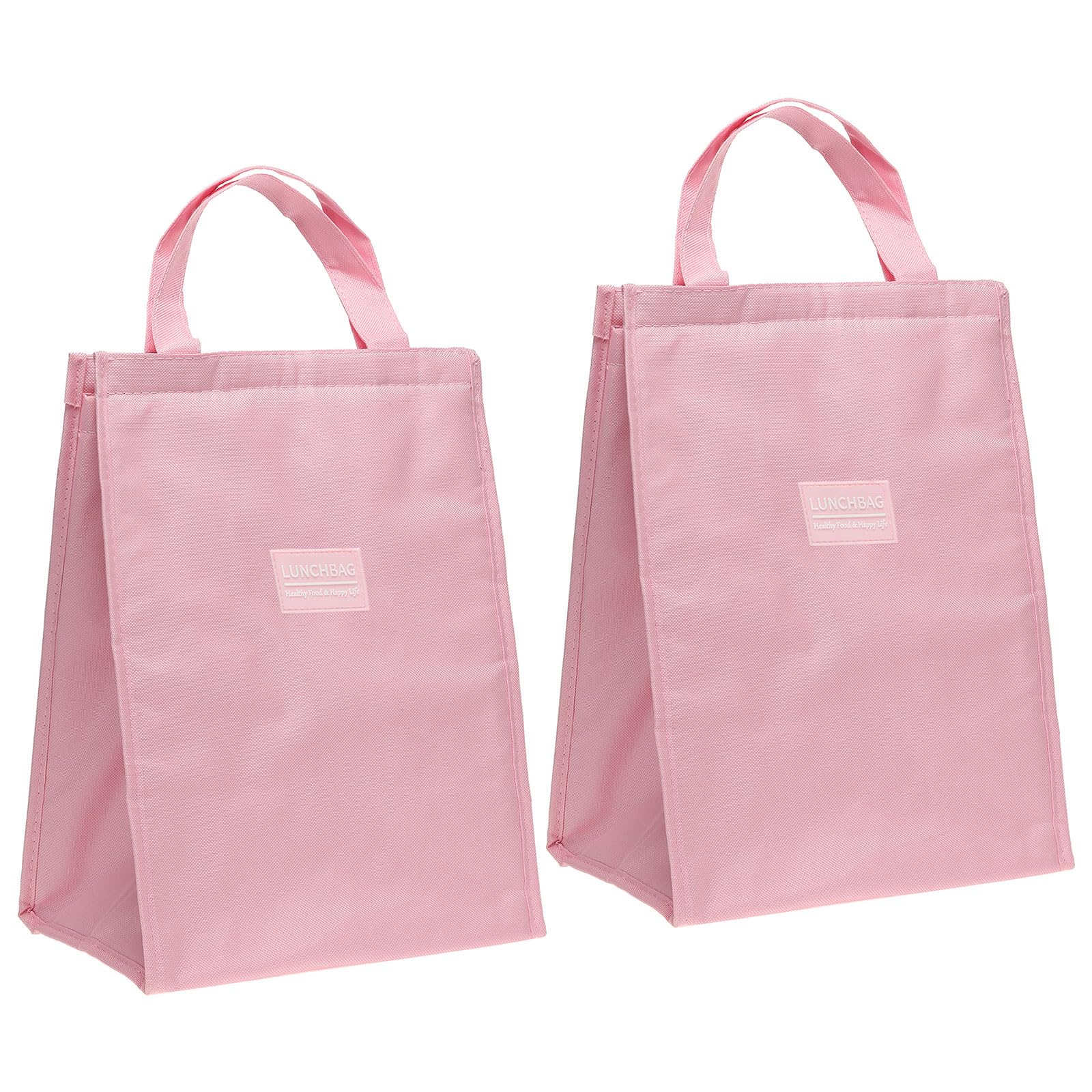 M METERXITY 2 Pack Insulated Lunch Bags - Portable Thermal Storage Bags, Apply to Outdoor/Picnics/Office Workers (10"x6"x13", Pink)