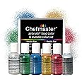 Chefmaster 6-Bottle Set of Metallic Airbrush Food Coloring, Rich Colors, Edible Glitter, Professional-Grade Dye for Icing, Frosting, Fondant, Chocolate, Made in USA, 0.67 oz Each