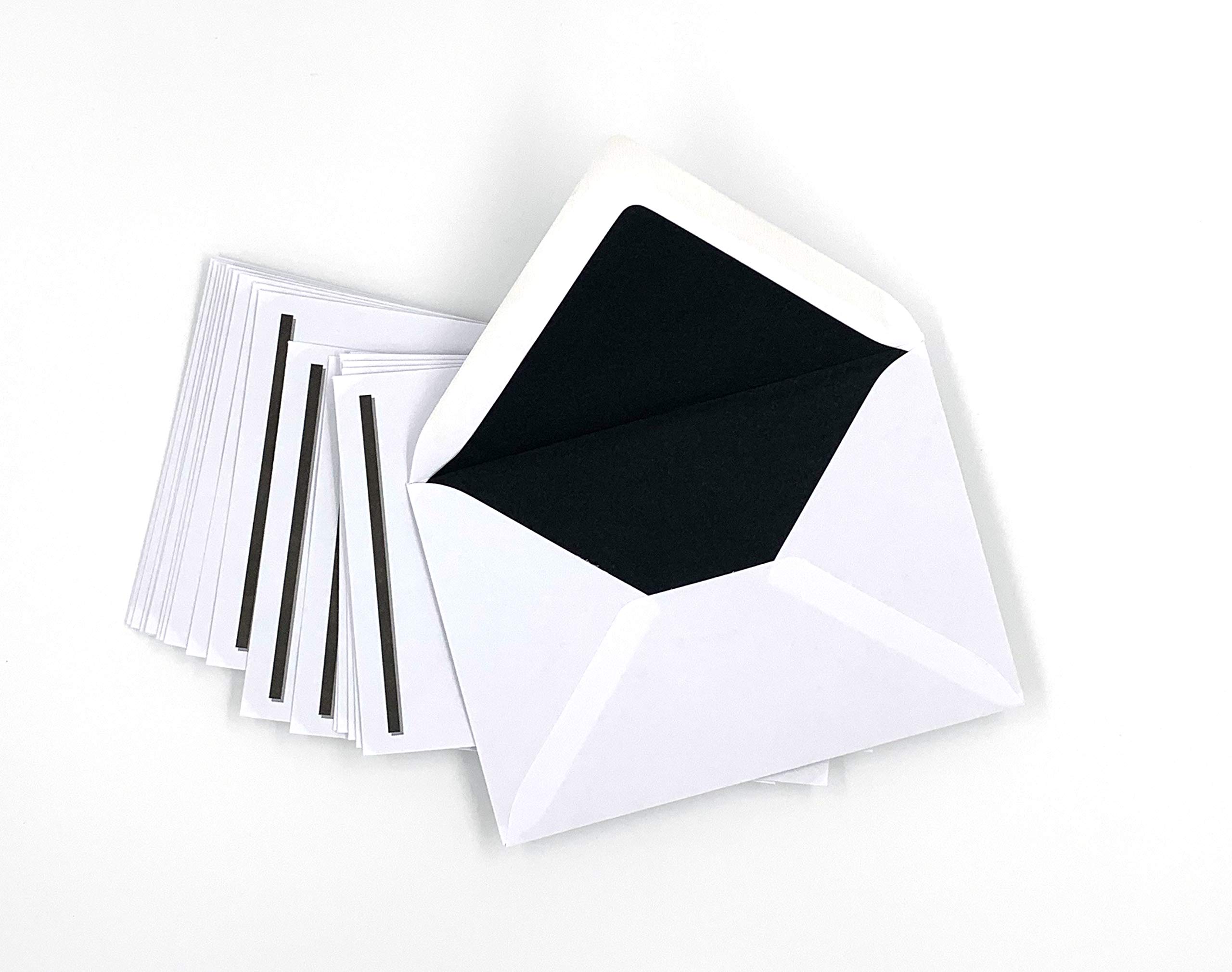 50 Mourning Envelopes, C6 = 162 x 114 mm, with Black Silk Lining and Black Bar