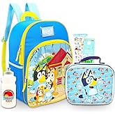 Bluey Backpack & Lunch Box Set - Bundle with Bluey and Bingo School Bag, Lunch Bag, Water Bottle, Stickers, More | Heeler Family Backpack and Lunchbox
