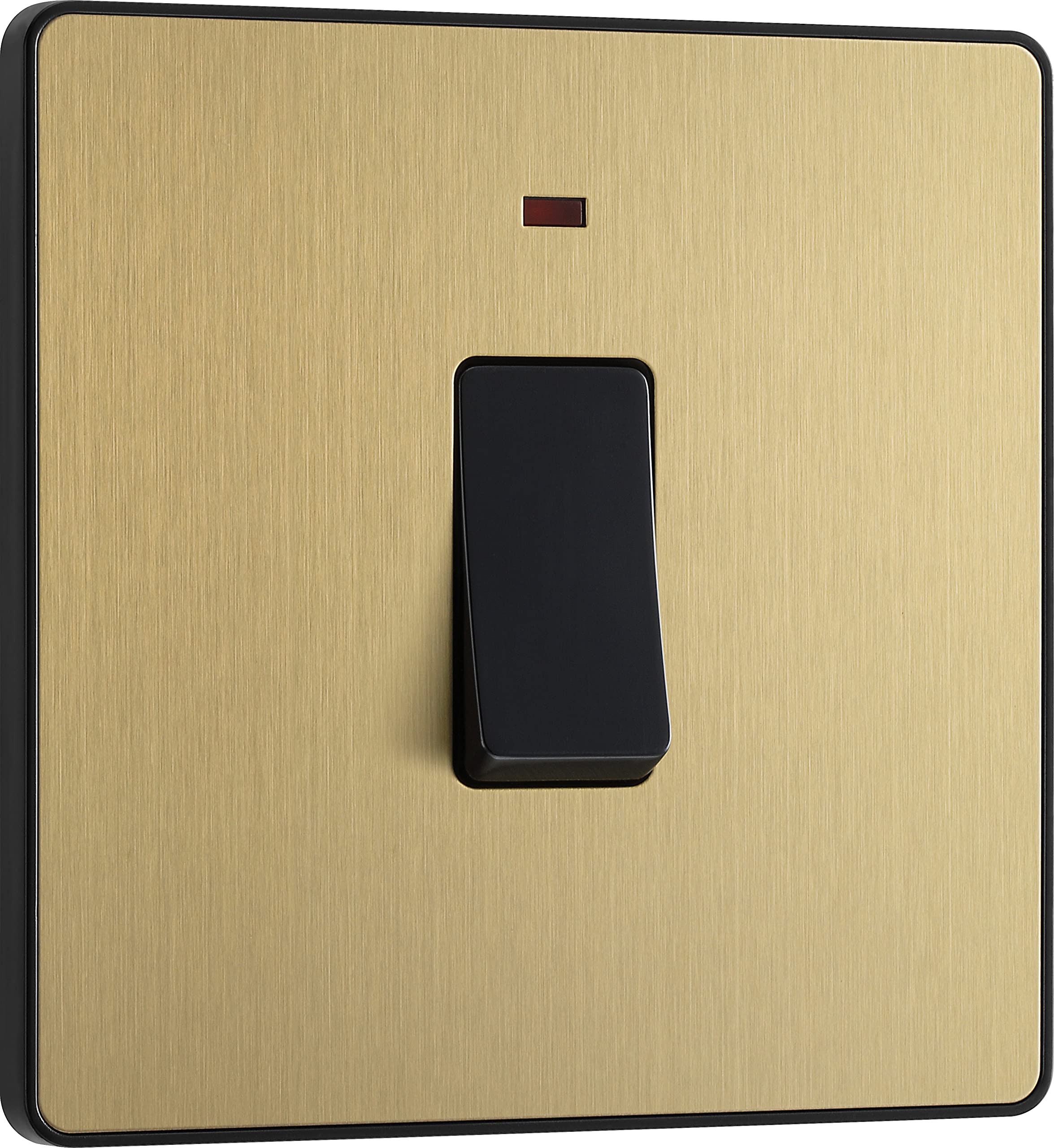 BG Electrical Single Wall Switch with LED Power Indicator, Double Pole, Screwless Front Plate, Round Edges, Evolve, Satin Brass, 20A, PCDSB31B — image 1