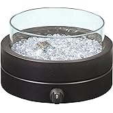 �鶹�� Basics 35.6 cm Round Propane Fire Pit, 9000 BTU Portable Tabletop Fireplace with Glass Stones, Umbrella Hole Compatibl