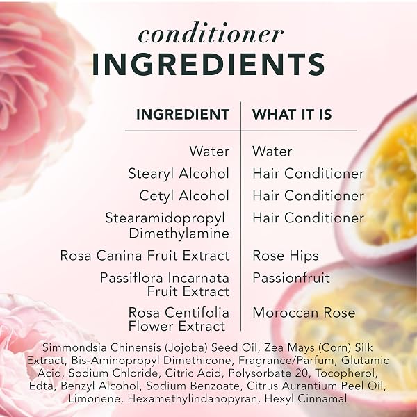HERBAL ESSENCES CONDITIONER, ROSE HIPS + PASSIONFRUIT – SMOOTH COLLECTION, SHINY HAIR WITH VITAMIN E & JOJOBA, SAFE FOR COLOR TREATED HAIR, FLORAL SCENT, CRUELTY-FREE, DERMATOLOGIST-TESTED, 29.2 FL OZ
