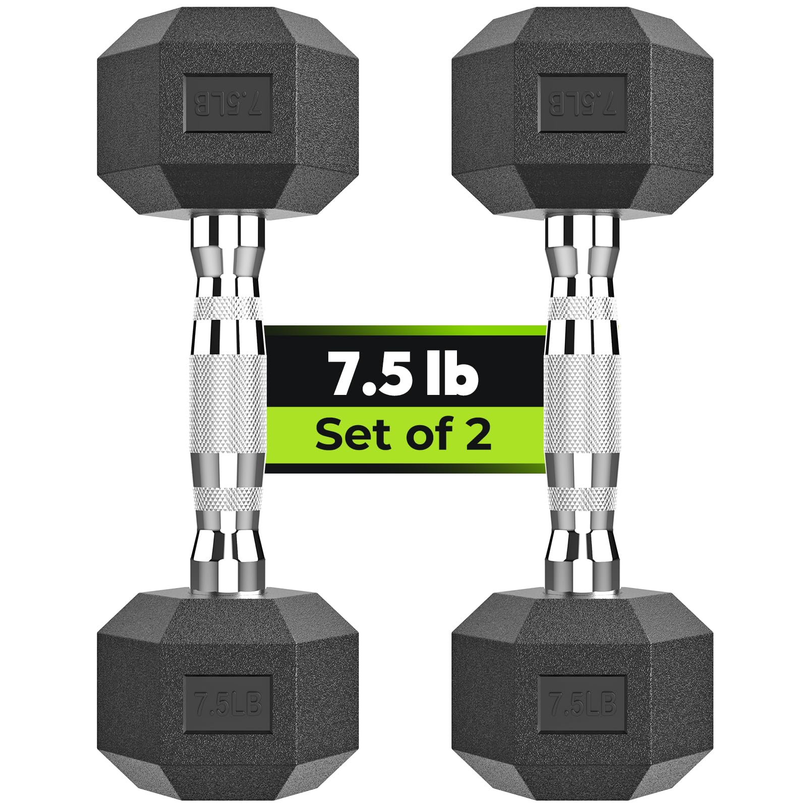 Photo 1 of Hex Dumbbell Rubber Encased Strength Training Dumbbells, Hand Weight For Workout & Exercise/Pair of 7.5LB