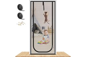 MYPIN Upgraded Reinforced Cat Screen Door, 38x83'' Heavy Duty Pets Proof Screen Door with Two Way Zips, Prevent Dogs Cats Running Out from Home, Bedroom, Living Room, Kitchen Patio Door