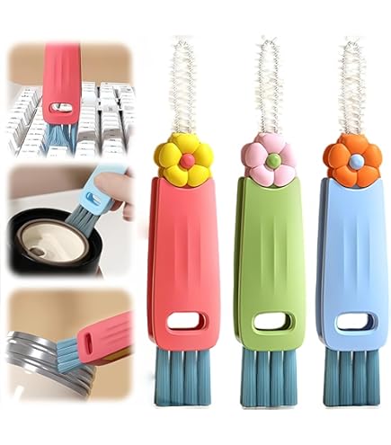 CraftinAround 4-in-1 Cup Lid Cleaning Brush - Multi-Function Straw & Crevice Cleaner Tool, Bright Blue