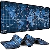 Mouse Pad Gaming - Desk Mat for Keyboard and Mouse - Large Mouse Pad for Desk, World Map Mousepad (31.5 x 11.8inch) with Non-Slip Base, Desks Pad Mat for Gaming, Office and Home (Map)