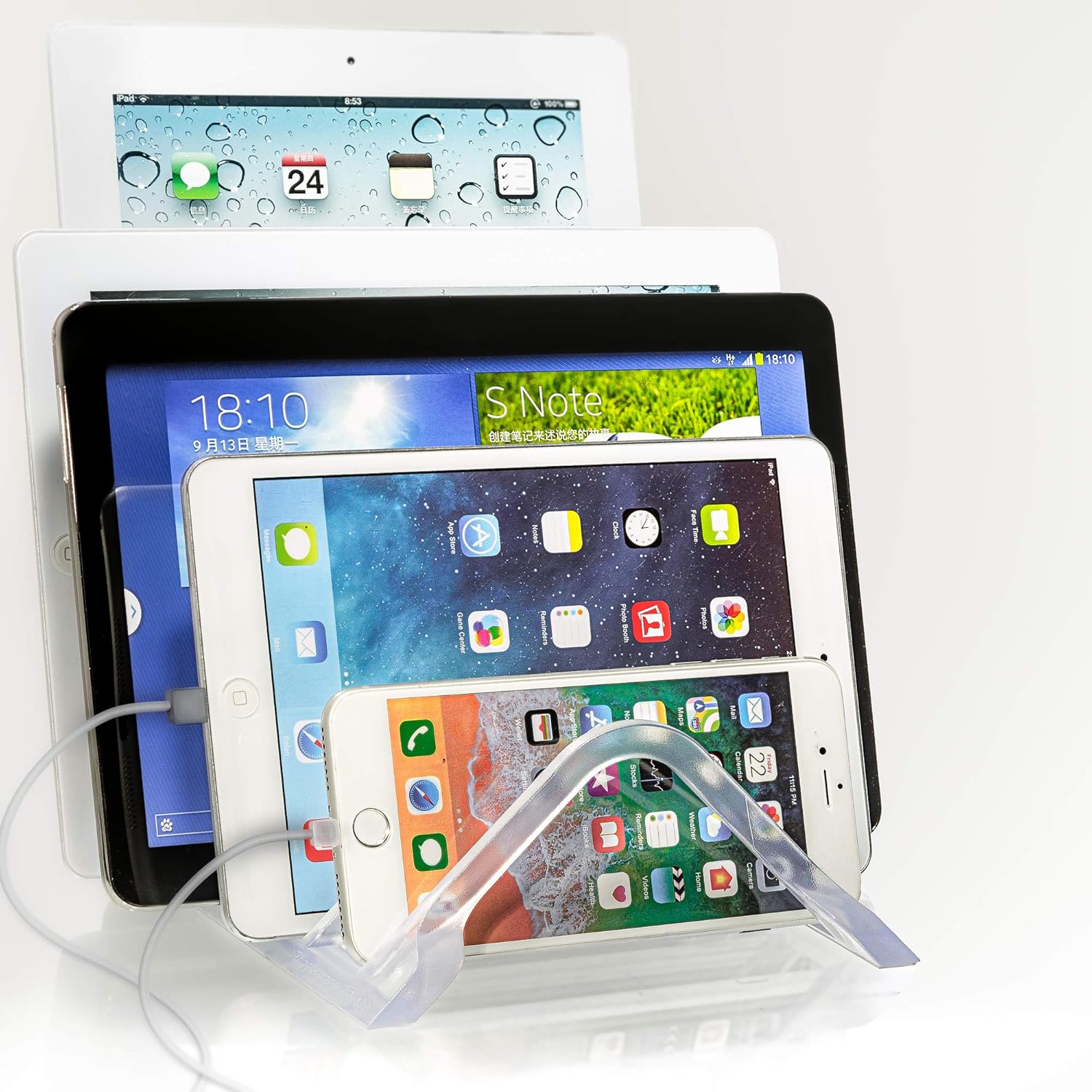 Prosumer's Choice Universal 5 Tablet and Smartphone Charging Organizer Rack Desktop Stand Holder - Clear: Electronics