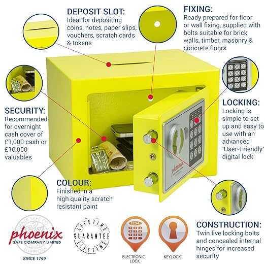 Phoenix Compact Home Office Security Safe With Electronic Lock And