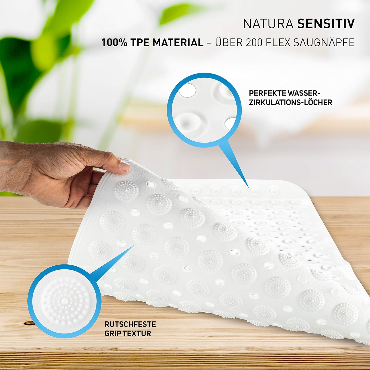 Flipline Natura Bathtub Mat, 100% BPA-Free, Non-Slip for Children And Babies Shower Mat, Anti-Slip Mat, White - Image 4