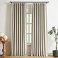 Vision Home Sand Pinch Pleated Full Blackout Curtains Linen Blended Room Darkening Window Curtains 102 inch for Living Room Bedroom Thermal Insulated Pinch Pleat Drapes with Hooks 40" Wx102 Lx2