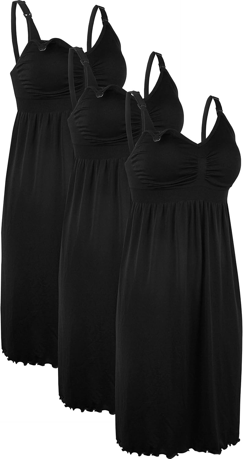 iloveSIA 3PCS Women's Maternity Breastfeeding Dress Nursing Nightgown at  Women’s Clothing store