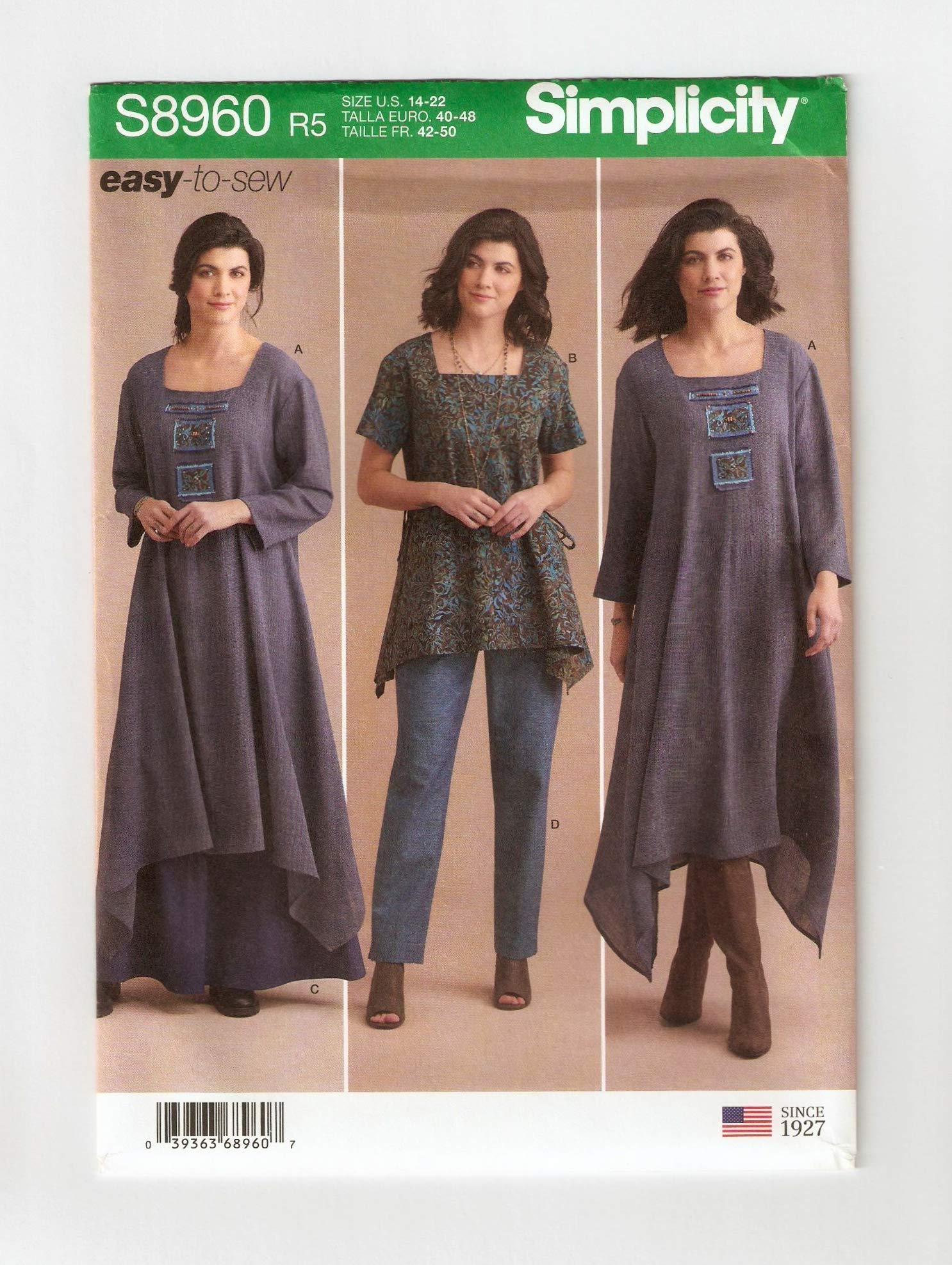 Simplicity Sewing Pattern US8960R5 Misses' Dress Or Tunic, Skirt and Pant, White