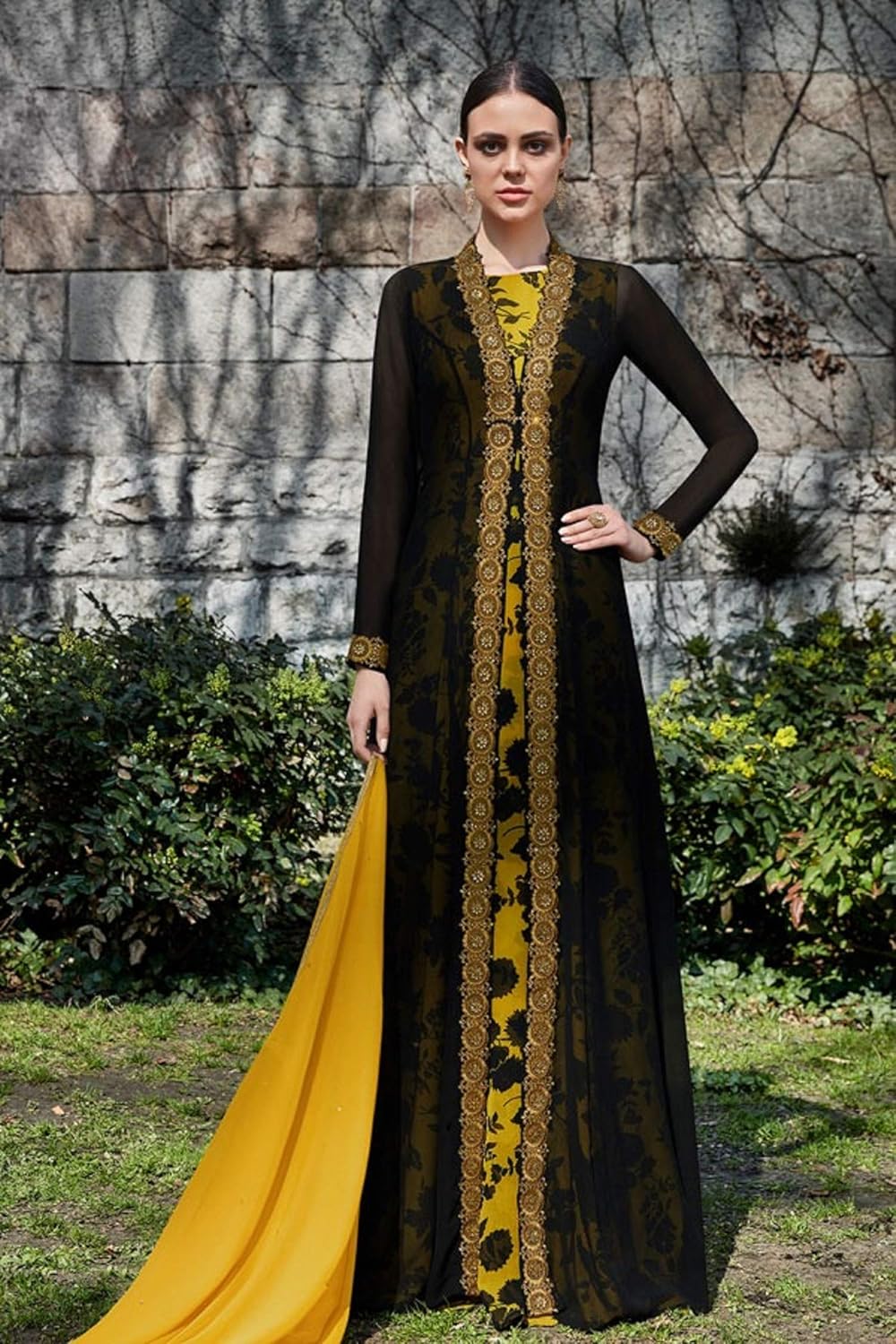 black long anarkali gown