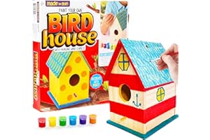 Made By Me Build & Paint Your Own Wooden Bird House, DIY Birdhouse Making Kit For Ages 5, 6, 7, 8, 9, Arts & Crafts Painting Kit For Kids, Great Spring & Summer Craft Activity, Fun Birthday Party Idea
