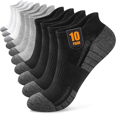 Sneaker Socken Herren Damen 10 Paar, Atmungsaktive Baumwolle Sportsocken, Kurz Halbsocken Laufsocken Schwarz | Weiß | Grau 39-42