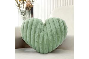 16 Inch Heart Pillow Cute Decorative Throw Pillows, Heart Shaped Fluffy Faux Fur Pillows Cushions for Couch Sofa Bed Bedroom 