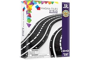 MAGNA-TILES XTRAS: Roads 12 Piece Magnetic Construction Set, The ORIGINAL Magnetic Building Brand