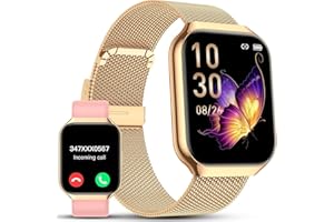 taopodo Smart Watches for Women, 1.91" HD Fitness Tracker (Answer/Make Calls),IP68 Waterproof, 120+ Sport Modes with Heart Rate and Sleep Monitor, Fitness Watch for iOS Android, Gold
