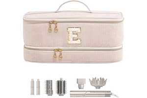ELCUPA Initial Personalized Hair Tools Travel Bag Double-Layer Hair Dryer Case Compatible with Shark FlexStyle/SmoothStyle, Dysson Airwrap & Supersonic – Hair Tool Organizer for Travel & Home