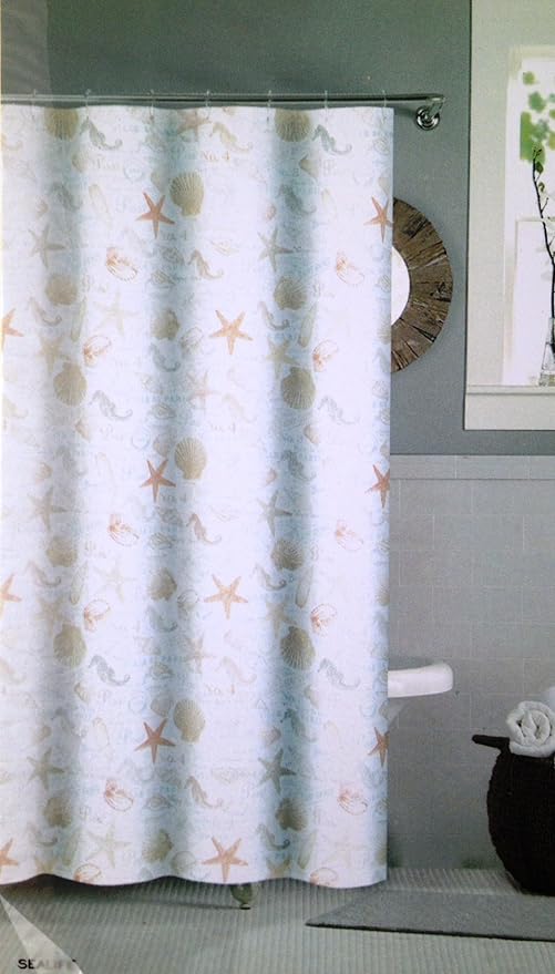 Nicole Miller vida marina de mezcla de algodón cortina de ducha: Amazon.es: Hogar
