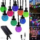 Galavasen Outdoor Solar String Lights Globe Multicolor Fairy USB for Patio | 39.4FT Pineapple Crystal Globe Fairy String Lights USB Plug 8Modes Color Changing Garden Patio Christmas Indoor Outdoor Decor