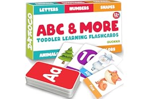 QUOKKA ABC Learning Flash Cards for Toddlers 2-4 Years Old - 60 Flashcards Toy for Kids Ages 1-3-5 - Alphabet Numbers Colors Letters Animals Learn Activities - First Words Educational Game