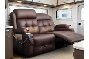 Furgatti Reclining Loveseat Sofa, RV Loveseats Recliner Sofas Wall Hugger, Double Recliners Couch with USB-A/Type C, Cup Holder, PU Leather Love Seat for Home Theater Seating & Gaming Room