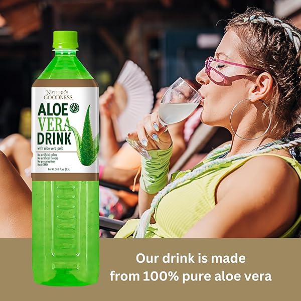 NATURE’S GOODNESS ALOE VERA DRINK WITH PULP – 50.7 FL OZ (1.5 L) – REFRESHING BEVERAGE WITH REAL ALOE VERA JUICE