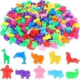 200 Pcs Mixed Animal Shaped Beads Colorful Marine and Jungle Animal Spacer Bead Zoo Plastic Beads Plastic Craft Bead for Crafts DIY Bracelets Necklaces Keychains Jewelry Making, 1 Inch