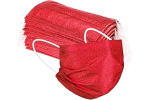 Hozxclle 50PCS Adult Face_Mask Disposable Christmas Red Chinese New Year, 3Ply Non-woven Face_Masks Balaclava Covering for Wo