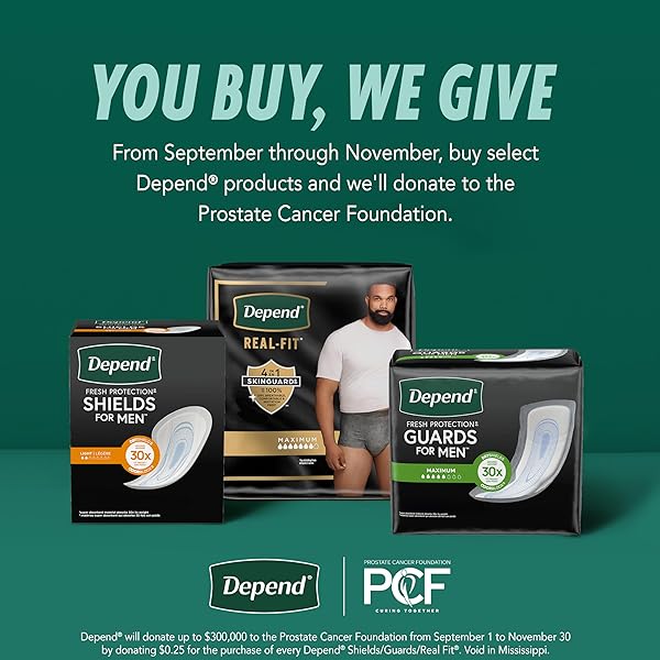 DEPEND SHIELDS INCONTINENCE PADS FOR MEN, LIGHT ABSORBENCY, 58 COUNT (PACKAGING MAY VARY)