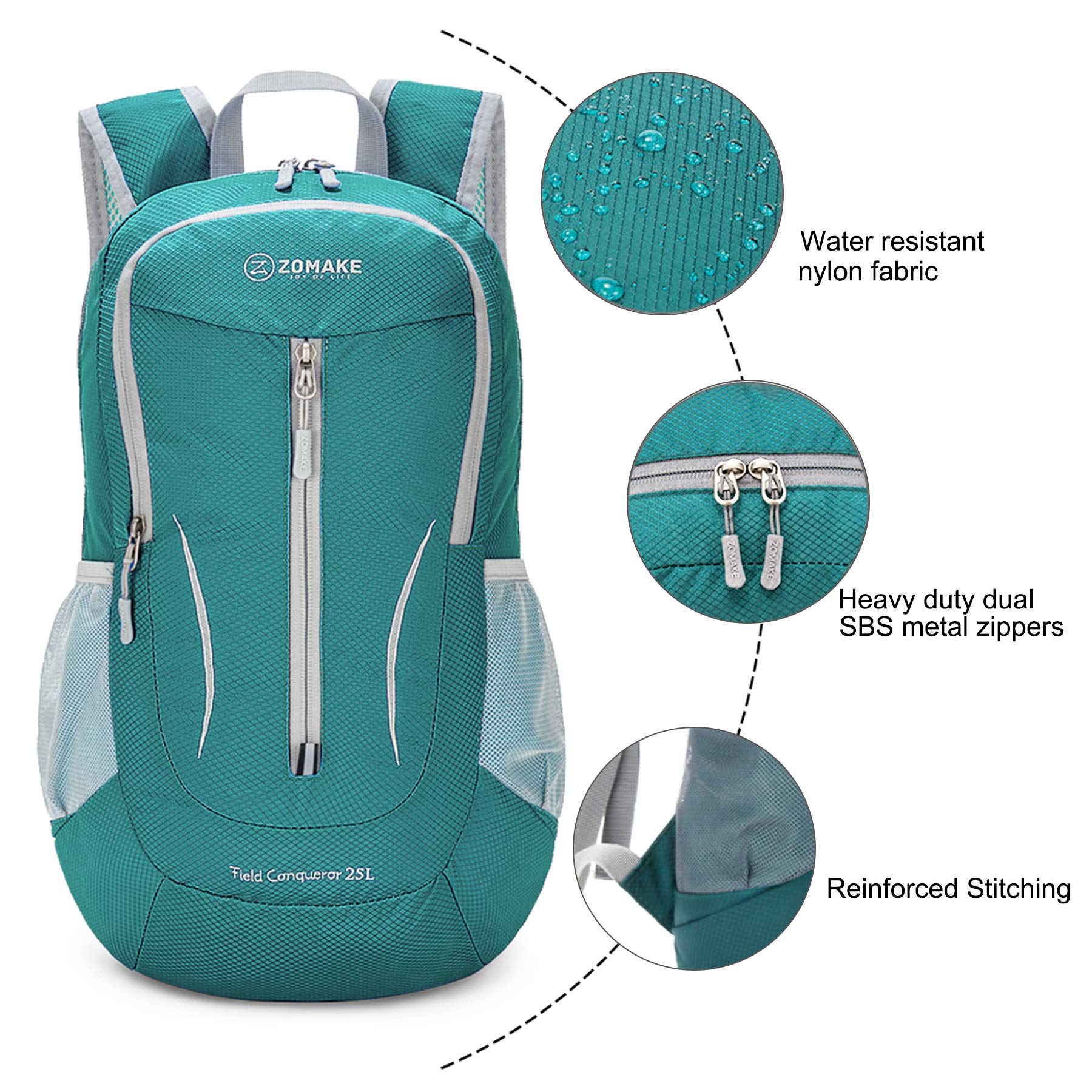 ZOMAKE Ultra Lightweight Packable Backpack 25L, Foldable Hiking Backpacks Water Resistant Small Folding Daypack for Travel(Army Green-NEW)