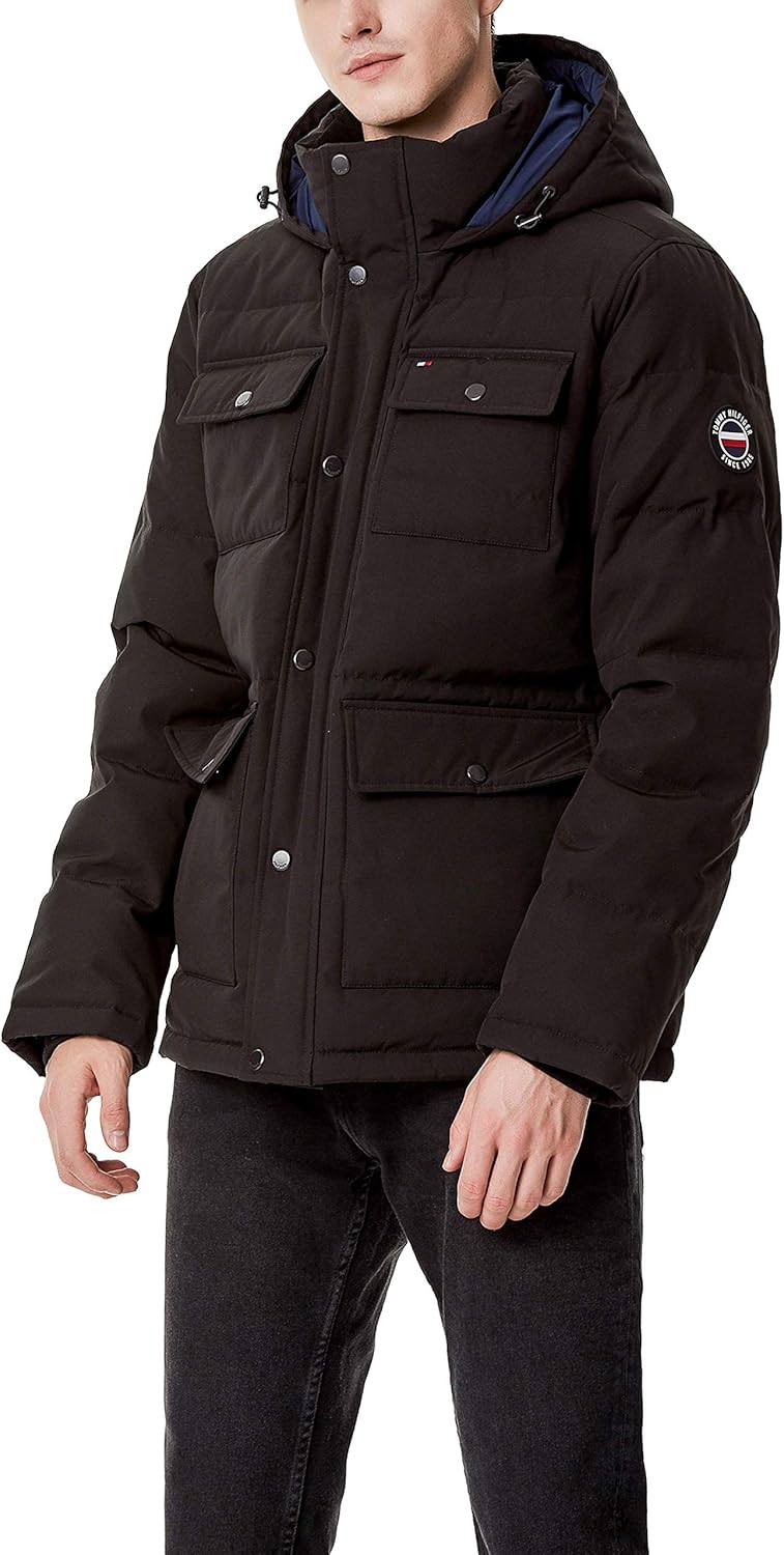 Tommy Hilfiger Men's Hagen Water Resistant Hooded Parka Jacket, Black