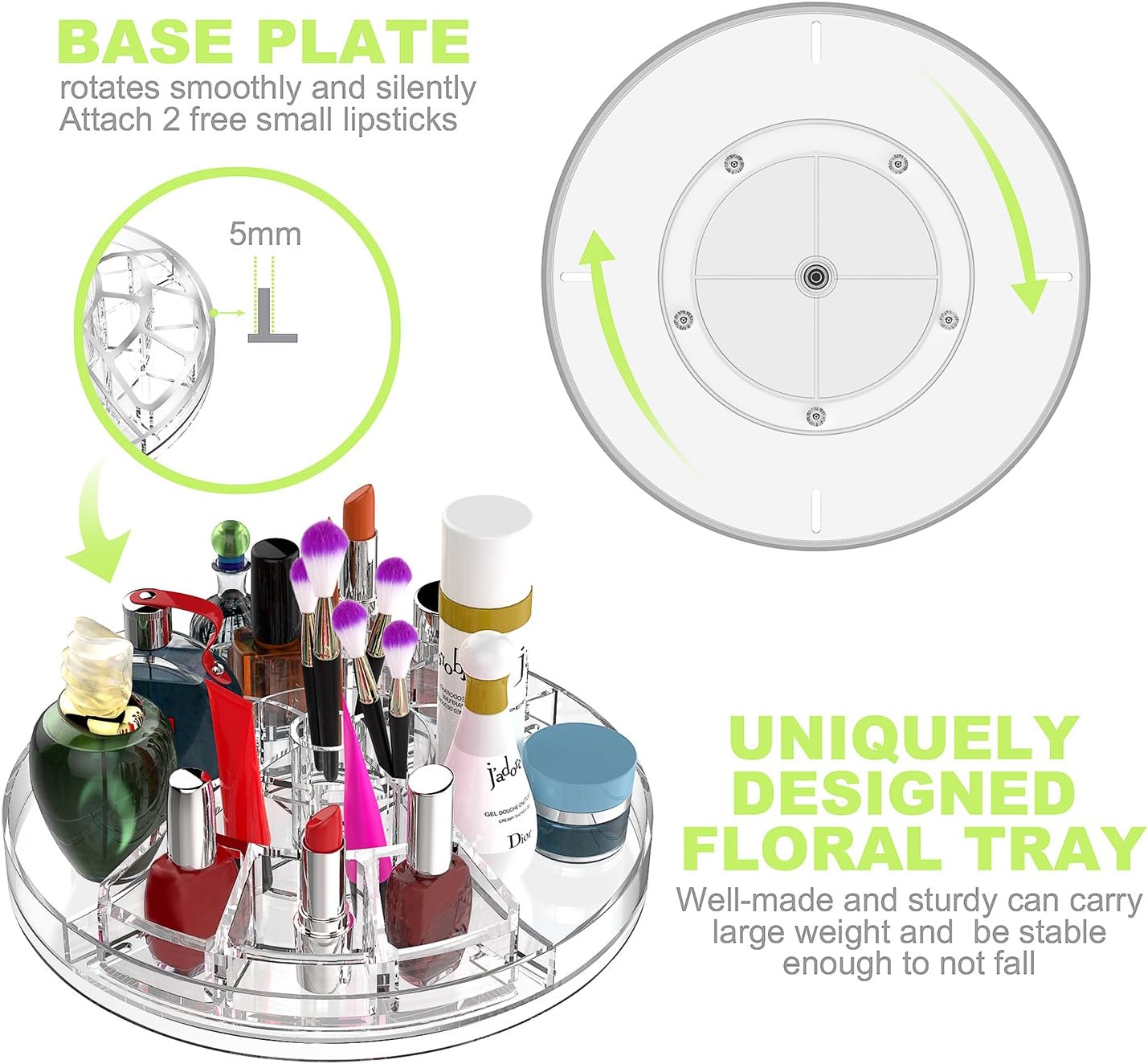 Makeup Organizer, 360 Degree Rotating Adjustable Cosmetic Storage Display Case with 8 Layers Large Capacity, Fits Jewelry,Makeup Brushes, Lipsticks and More, Clear Transparent: Home & Kitchen
