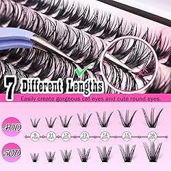 Cluster Lashes 280 pcs Lash Clusters D Volume