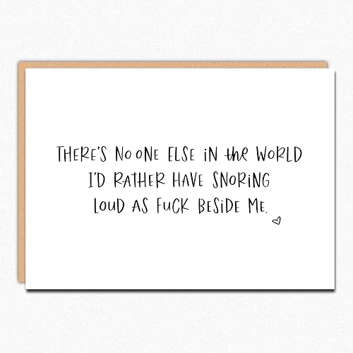 Funny Valentines Day Card For Husband For Wife For Partner. IN215 Snoring. Funny Anniversary Gift. Folded Greeting Card With Envelope. Blank Inside