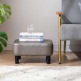 IBUYKE 16.54 Inch Small Footstool PU Leather Ottoman Gray RF-BD211-C view 2