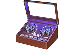 ANWBROAD Watch Winder for Automatic Watches 4+6 Watch Rotator and Storages with Super Quiet Motor LED Backlight Automatic Watch Winder Watch Turner 4 Rotating Modes UJWW002T