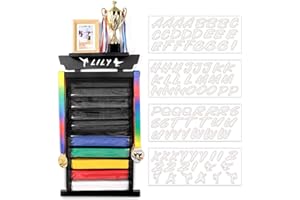 Tilhumt 10 Belts Karate Belt Display Rack with Sticker, Felt Martial Arts Belts Display Holder with Dust Cover, Taekwondo Belt Organizer for Adults
