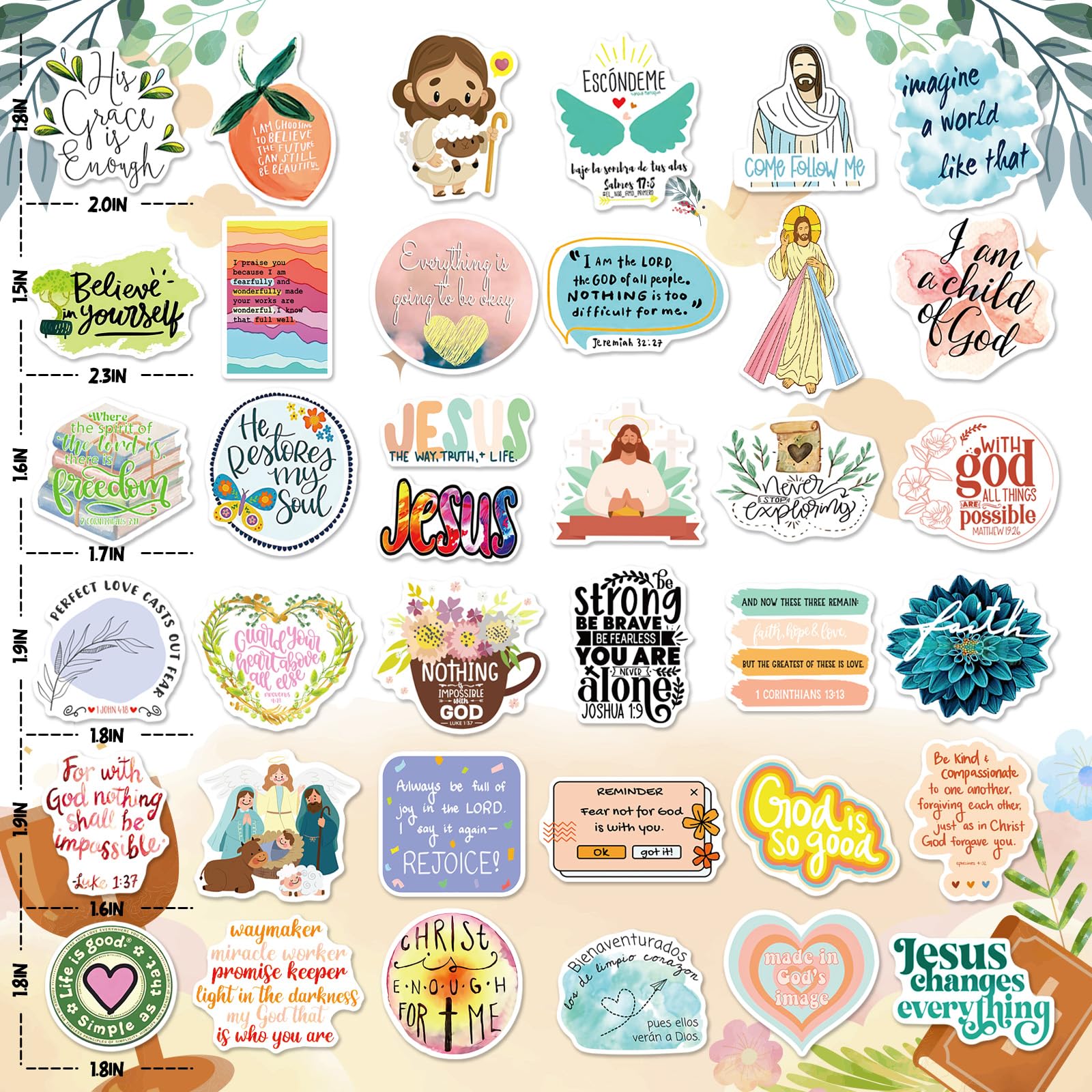 WAKEMOODEI WAKEMOODEI 300PCS Inspirational Christian Stickers, Jesus Religious Stickers for Water Bottle Laptop Waterpooof Bible Verse Stickers for Kids Adults Women Faith Stickers