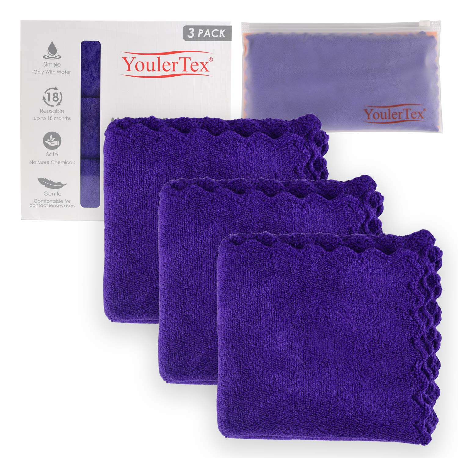 YoulerTex Reusable Makeup Remover Cloth, 3 Pack 8 inch X