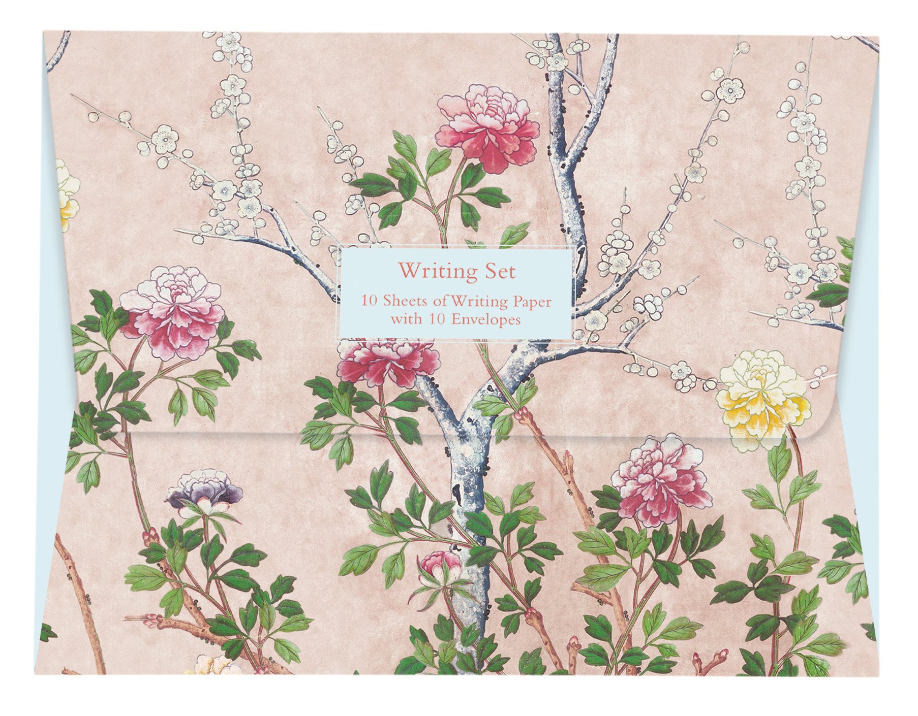 Museums and Galleries Marketing. Victoria and Albert Museum 18.8 x 24.5cm Chinese Blossom Writing Paper Sheet with Envelope (Pack of 10)