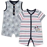 Little Me Clothes for Baby Boys' 2-Pack Rompers, 3-12 Months