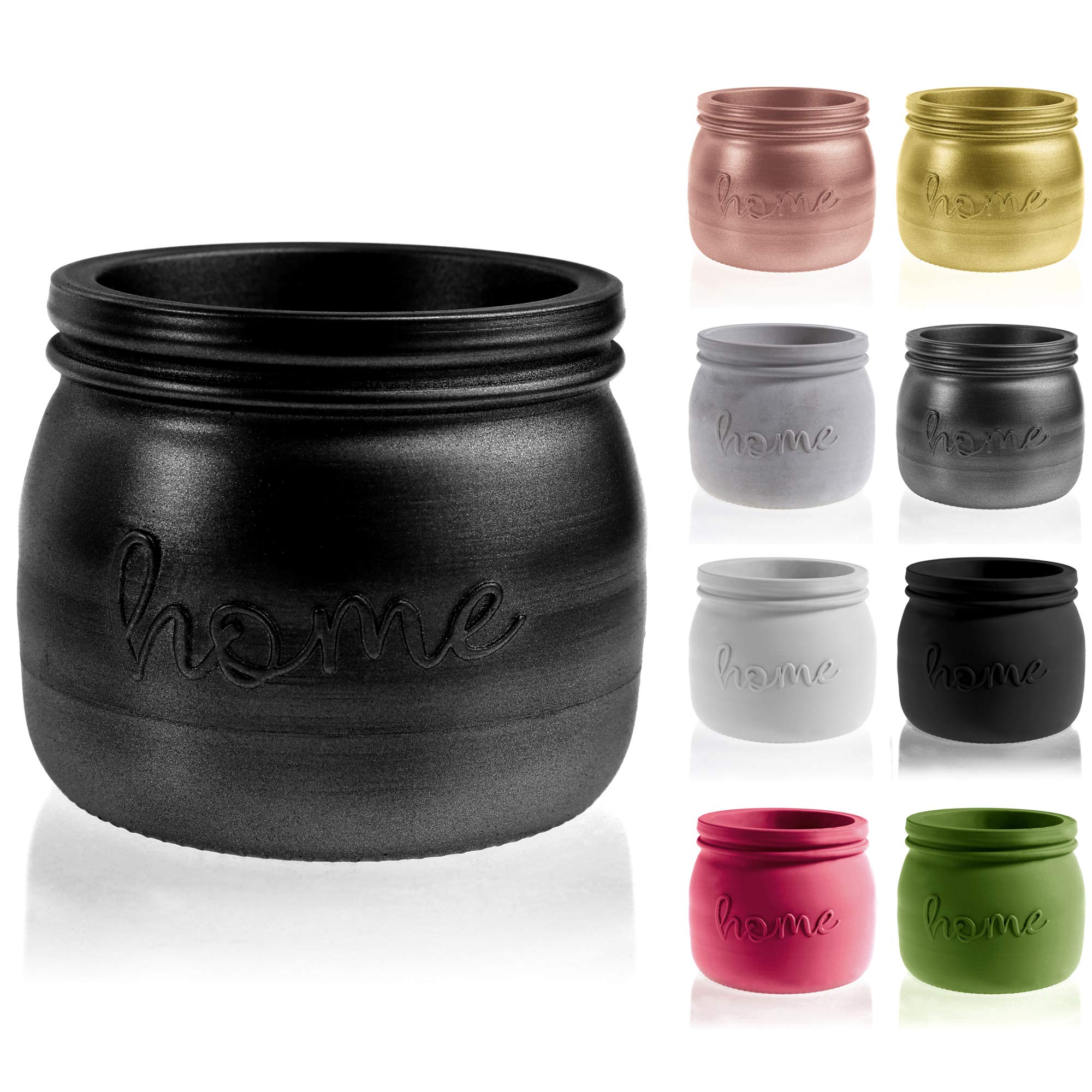 CONCRETTE Flower Pot, Black Metallic, 16x16x17 cm