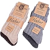 BRUBAKER Warm Alpaca Socks for Men or Women - 4 Pairs