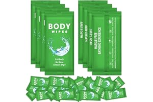 Treela 300 Pcs Large Body Wipes Bulk Deodorant Travel Size for Homeless Care Package Supplies Individually Wrapped Adults Bathing No Rinse Wet Wipes Men Women Hygiene Items(7.09" X 9.84",Green)