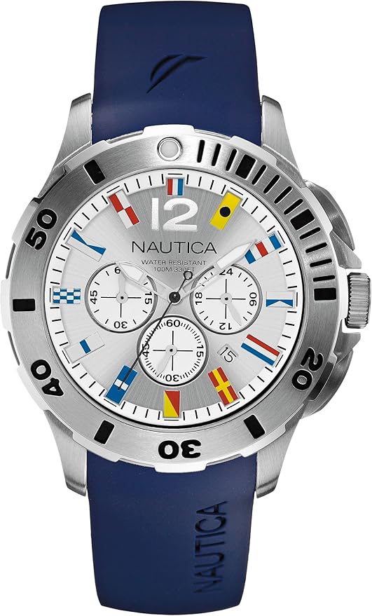 Nautica Chronograph A18640G Watch Men Quartz Silver