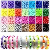 1820Pcs 6mm Acrylic Round Beads for Jewelry Making, 28 Colors Rainbow Round Beads for Bracelets Making Kit Candy Color Plastic Bubble Gum Beads Pastel Loose Beads Bulk for DIY Necklace Crafts, Medium