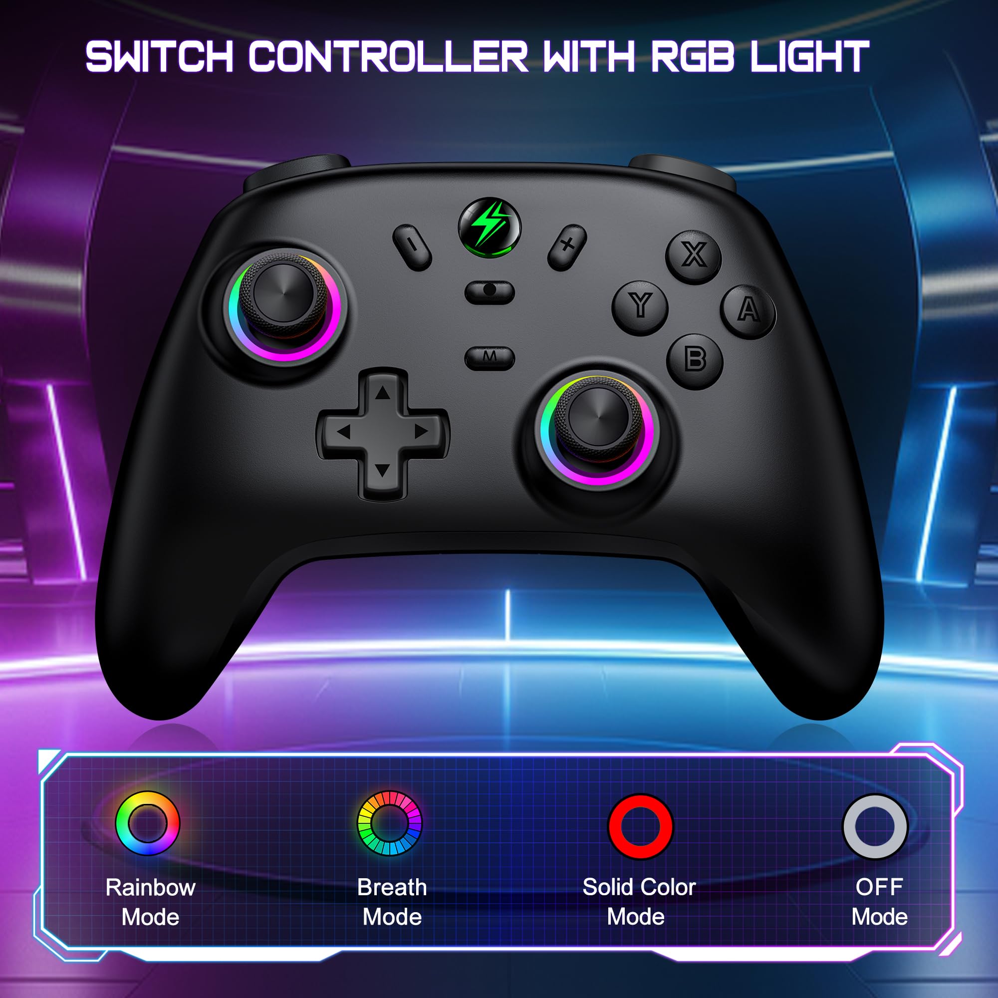 BEBONCOOL GAMING Switch Controller for Nintendo Switch/Switch 2/Lite/OLED, Hall Joystick Wireless Switch Pro Controller Support iOS/Android/Windows, Nintendo Switch Gamepad with Turbo/Motion Control 2